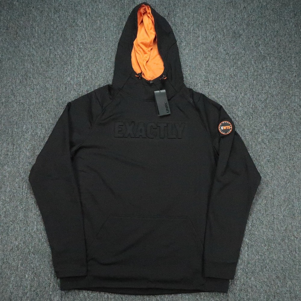 UNRL Hoodie Mens Large Black EWTS Crossover Pullover Hooded Orange Athletic